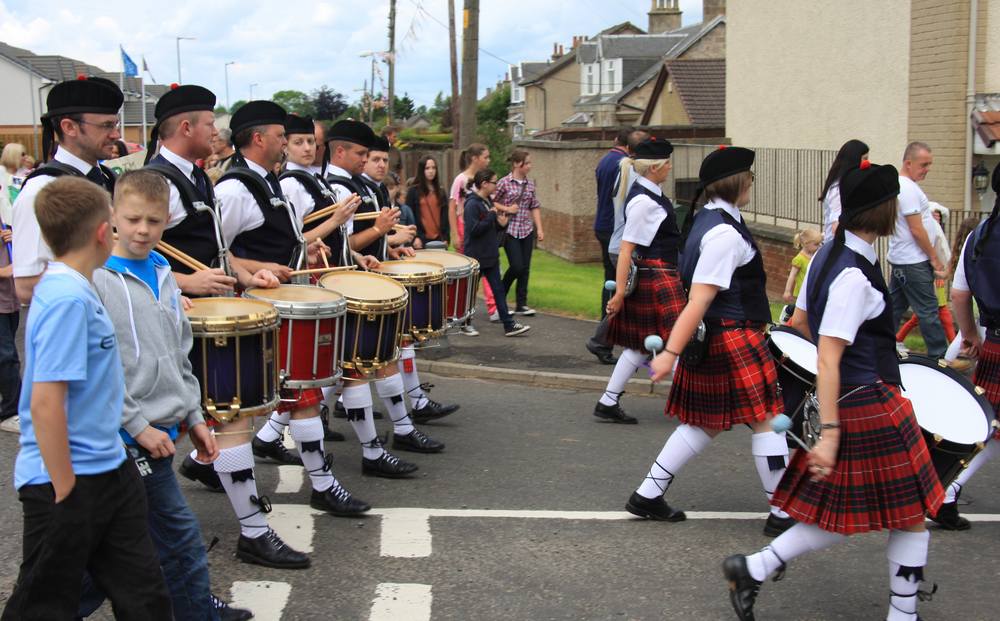 Coalburn IOR Pipe Band  drummers. 